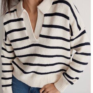 Madewell Dedham Polo Sweater in Stripe large